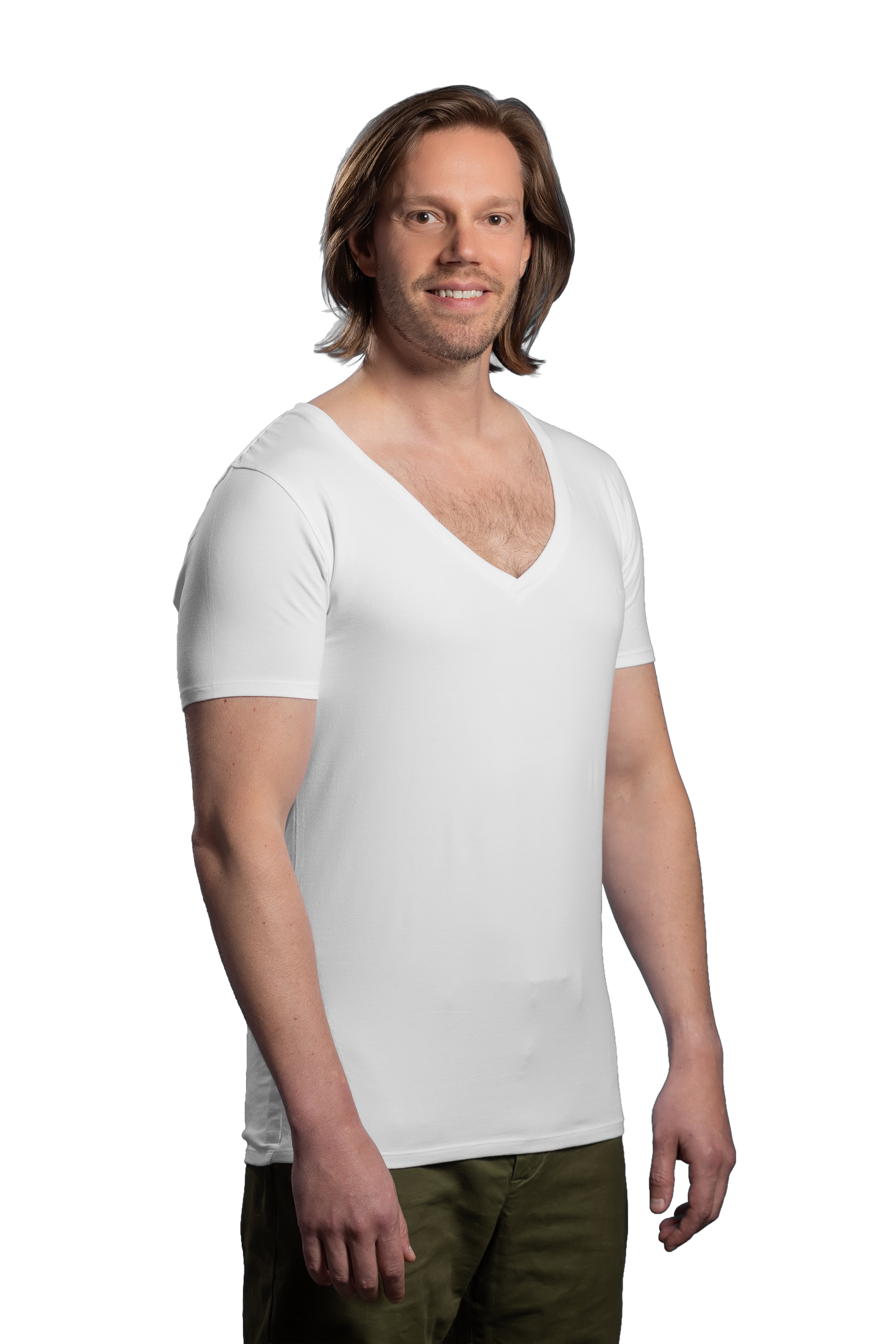 Deep V-Neck T-Shirt für unter Hemden & Pullover